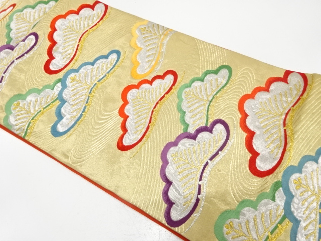 JAPANESE KIMONO / ANTIQUE FUKURO OBI / SILK / WOVEN PINE